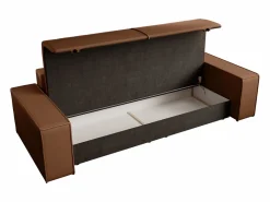 Vente-unique Sofá cama de 4 plazas de tela efecto cuero color marrón AMELIA Marru00f3n Online