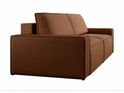 Vente-unique Sofá cama de 4 plazas de tela efecto cuero color marrón AMELIA Marru00f3n Online
