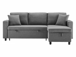 Hauss Spole Sofá cama de 3 plazas en L con función de dormir - Chaise longue con almacenaje - Lino oscuro Gris