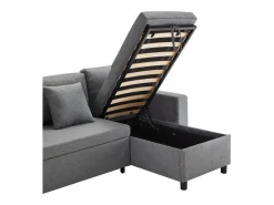 Hauss Spole Sofá cama de 3 plazas en L con función de dormir - Chaise longue con almacenaje - Lino oscuro Gris