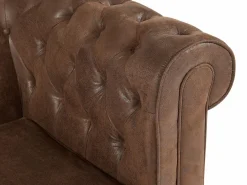 Sofá cama de 3 plazas en microfibra con aspecto de cuero envejecido CHESTERFIELD^Vente-unique Clearance