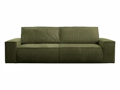 Vente-unique Todos Los Sofás|Sofá De Terciopelo|Sofá cama de 4 plazas en pana verde AMELIA