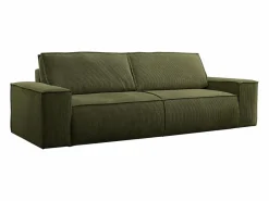 Vente-unique Todos Los Sofás|Sofá De Terciopelo|Sofá cama de 4 plazas en pana verde AMELIA
