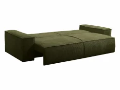 Vente-unique Todos Los Sofás|Sofá De Terciopelo|Sofá cama de 4 plazas en pana verde AMELIA