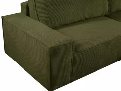 Vente-unique Todos Los Sofás|Sofá De Terciopelo|Sofá cama de 4 plazas en pana verde AMELIA