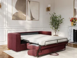 Vente-unique Colección Rouge Passion|Sofás Y Sillones|Sofá cama de 3 plazas exprés tejido chenilla burdeos cama 140cm - 14cm LORETO