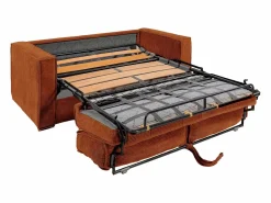 Vente-unique Todos Los Sofás|Sofá De Terciopelo|Sofá cama de 4 plazas exprés terciopelo acanalado lamas anchas - 22 cm LORETO