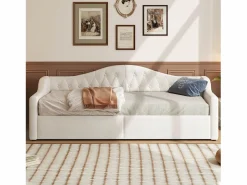 Sofá cama de 90 x 200 cm, lino , canapé con tira de luz LED y somier (colchón no incluido)^OKWISH Hot