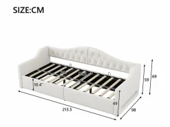 Sofá cama de 90 x 200 cm, lino , canapé con tira de luz LED y somier (colchón no incluido)^OKWISH Hot