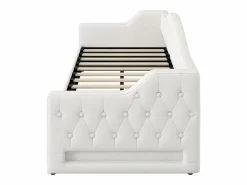 Sofá cama de 90 x 200 cm, lino , canapé con tira de luz LED y somier (colchón no incluido)^OKWISH Hot