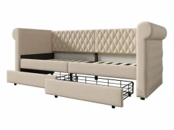 OKWISH Cama Diván|Sofá cama de 90 x 200 cm, lino , cama infantil con dos cajones y somier, sin colchón