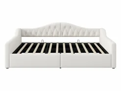 Sofá cama de 140 x 200 cm, lino , canapé con tira de luz LED y somier (colchón no incluido)^OKWISH