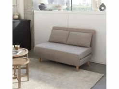 Sweeek Sofá cama de con patas de madera, 2 plazas Beige