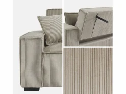 Sweeek Sofá cama de pana de 3 plazas Beige Sale