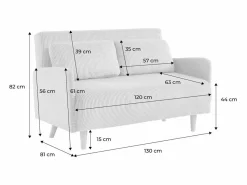 Sofá cama de pana de 2 plazas con patas de madera^Sweeek Online