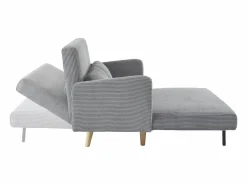 Sofá cama de pana de 2 plazas con patas de madera^Sweeek Online