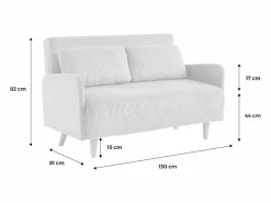 Sofá cama de pana de 2 plazas con patas de madera^Sweeek Online