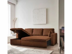 Sofá cama de pana de 3 plazas óxido^Sweeek Discount