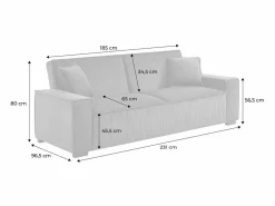 Sweeek Sofá cama de pana de 3 plazas oscuro Gris Hot