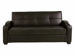 Vente-unique Sofá cama de piel sintética en color marrón MIRELLA Marru00f3n chocolate Outlet
