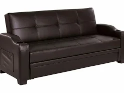 Vente-unique Sofá cama de piel sintética en color marrón MIRELLA Marru00f3n chocolate Outlet