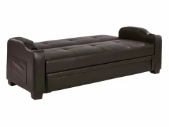 Vente-unique Sofá cama de piel sintética en color marrón MIRELLA Marru00f3n chocolate Outlet