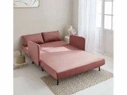 Sweeek Sofá cama de terciopelo con patas de madera, 2 plazas viejo Rosa Outlet