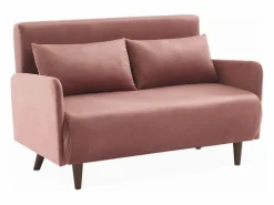 Sweeek Sofá cama de terciopelo con patas de madera, 2 plazas viejo Rosa Outlet