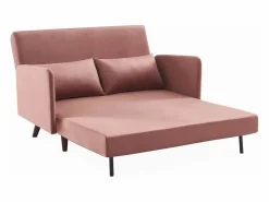 Sweeek Sofá cama de terciopelo con patas de madera, 2 plazas viejo Rosa Outlet