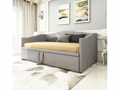 ModernLuxe Sofá cama de terciopelo 180x200 cm - con cama nido - somier de láminas - ​​​ Gris Discount
