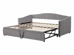 ModernLuxe Sofá cama de terciopelo 180x200 cm - con cama nido - somier de láminas - ​​​ Gris Discount