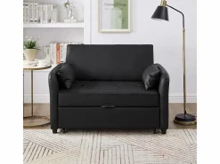 KOMHTOM Sofá De Piel|Sofá cama doble plegable, respaldo ajustable, material PU resistente al agua,