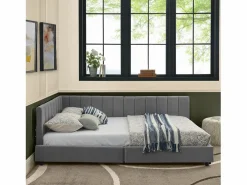 Sofá cama doble 160x200cm con respaldo alto, somier de láminas, terciopelo^Hauss Spole Hot