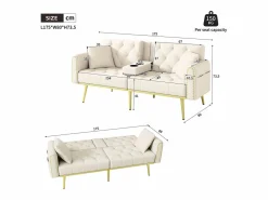 Sofá cama Espuma alta densidad Cojines lumbares Diseño elegante Terciopelo (Sin colchón)^ Outlet