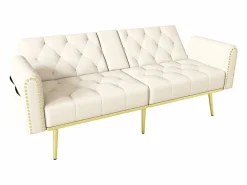 Sofá cama Espuma alta densidad Cojines lumbares Diseño elegante Terciopelo (Sin colchón)^ Outlet