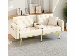 Sofá cama Espuma alta densidad Cojines lumbares Diseño elegante Terciopelo (Sin colchón)^ Outlet