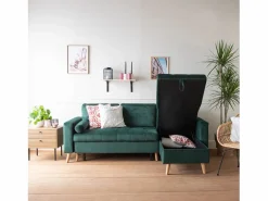 Happy Garden Sofá Vintage|Sofá cama esquinero de 3 plazas JAMES de terciopelo