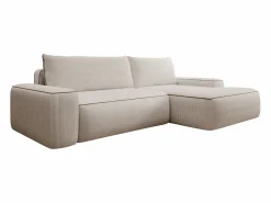 Vente-unique Sofá cama esquinero derecho ZOMELA en pana Beige Discount