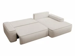 Vente-unique Sofá cama esquinero derecho ZOMELA en pana Beige Discount