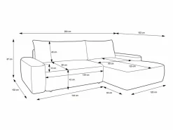Vente-unique Sofá cama esquinero derecho ZOMELA en pana Beige Discount