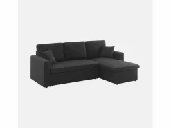 Sweeek Sofá cama esquinero reversible de 3 plaza Negro Hot