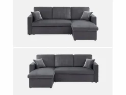 Sweeek Sofá Modular|Sofá cama esquinero reversible de 3 plazas oscuro