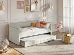 Sofá cama extraíble de 2 x 90 x 190 cm en tejido con colchón - LOUISE^Vente-unique