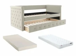 Sofá cama extraíble de 2 x 90 x 190 cm en tejido con colchón - LOUISE^Vente-unique