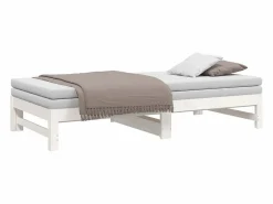 Clicnbuy Cama Diván|Cama Nido|Sofá cama extraíble madera maciza de pino 2x(75x190) cm