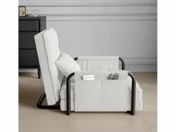 Sofá cama individual convertible - Terciopelo - Sillón y respaldo ajustables en 5 posiciones - Beige Sale