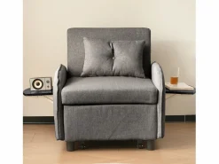 Sofá cama individual extraíble multifuncional: con función de cama, sillón y sillón, sofá cama ajustable en tres posiciones, mesas de té plegables Gris Sale