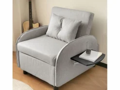 Sillón Cama|Sofá cama individual extraíble multifuncional: con función de cama, sillón y sillón, sofá cama ajustable en tres posiciones, mesas de té plegables