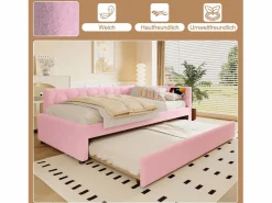 Merax Cama Nido|Sofá cama infantil - 90 x 200 cm + 90 x 190 cm - con lámpara de noche + USB - terciopelo -