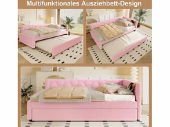 Merax Cama Nido|Sofá cama infantil - 90 x 200 cm + 90 x 190 cm - con lámpara de noche + USB - terciopelo -